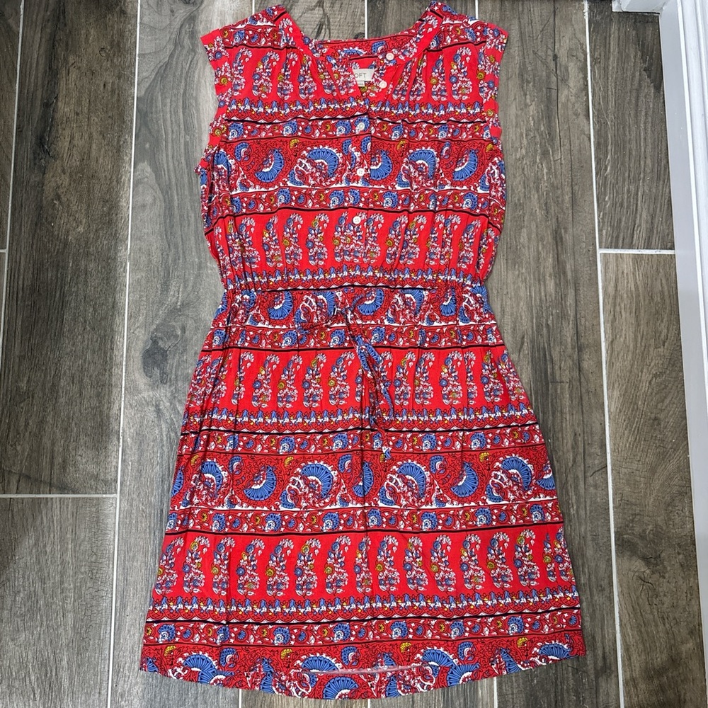 Loft red and blue dress